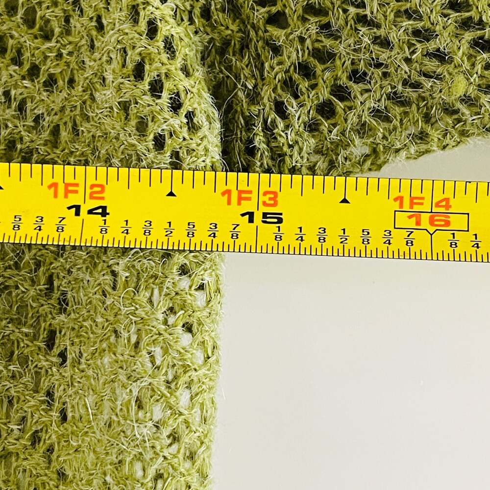 DeCo U.S.A. Olive Green Open Knit Crochet Style Cardigan - Picture 6 of 7